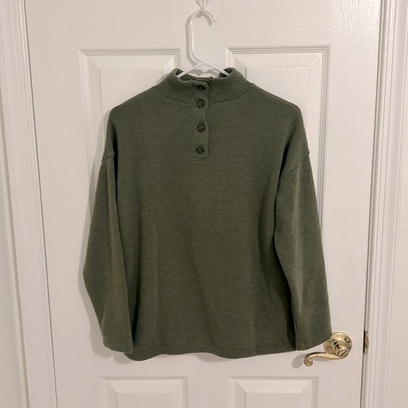 Madewell Mockneck Button-Back Top Sweater NWT In Loden Green Size Small - Picture 5 of 9